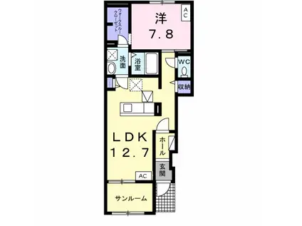 フルハウスⅡ(1LDK/1階)の間取り写真