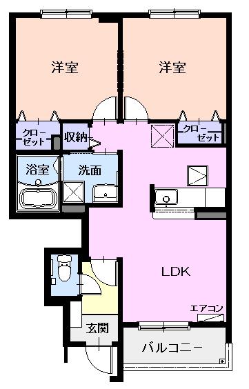 ウィンド・フィル Ⅱ(2LDK/1階)の間取り写真