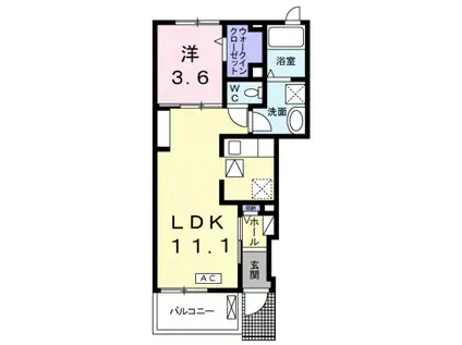 ミル・ボヌール(1LDK/1階)の間取り写真