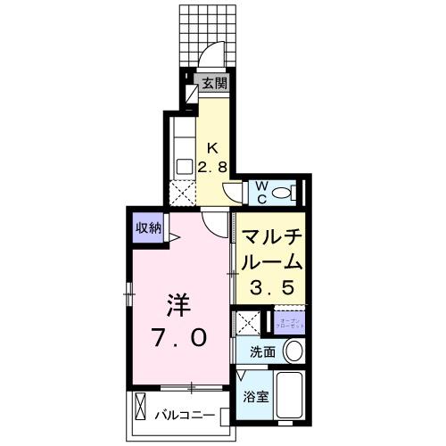 ブローテⅡ(1SK/1階)の間取り写真