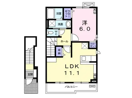 クレールⅡ(1LDK/2階)の間取り写真