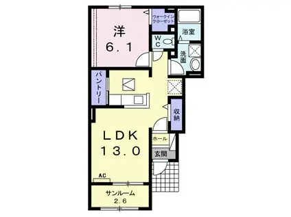 サンリット ヴィオラ(1LDK/1階)の間取り写真