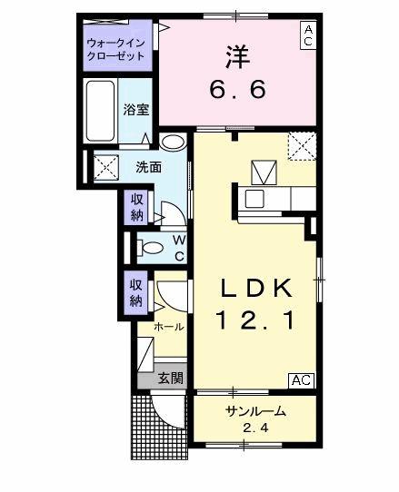 サンビレッジ ハナゾノⅡ(1LDK/1階)の間取り写真