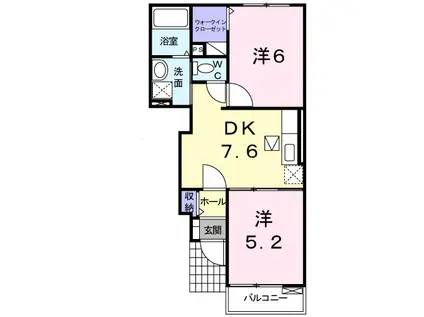 ロマネクスⅡ(2DK/1階)の間取り写真