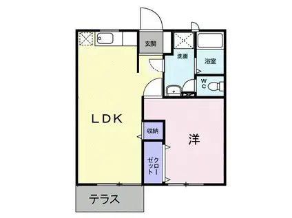 エスポワールおかやすA(1LDK/1階)の間取り写真