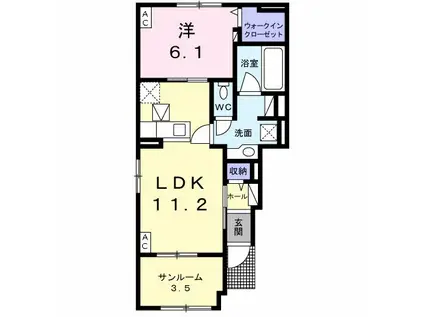 アール・グランディⅠ(1LDK/1階)の間取り写真