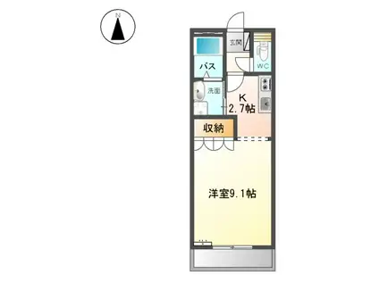 レシェンテⅢ(1K/1階)の間取り写真