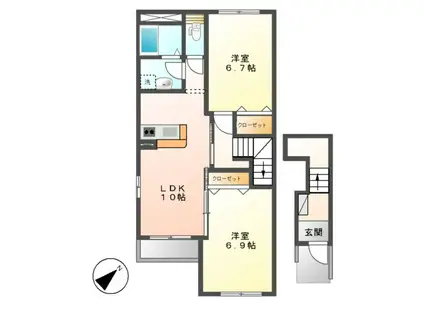 LA FLORE(2LDK/2階)の間取り写真