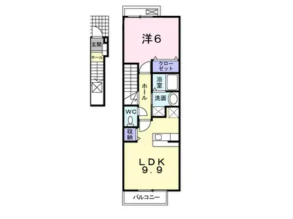フィオーレⅡ(1LDK/2階)の間取り写真