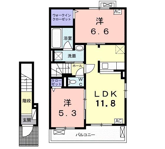 ボンダイⅢ(2LDK/2階)の間取り写真