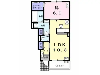 アリエッタⅡ(1LDK/1階)の間取り写真