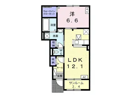 YK ヴィレッジⅠ(1LDK/1階)の間取り写真