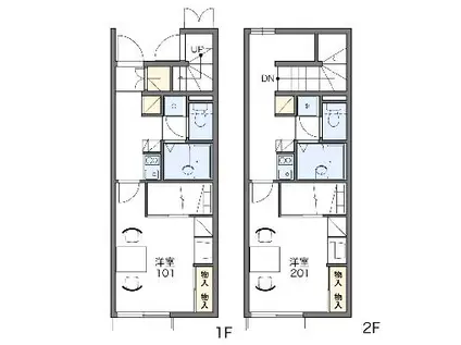 レオパレスヴァン クレール(1K/2階)の間取り写真