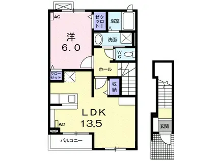 ニコニコヒルズ(1LDK/2階)の間取り写真