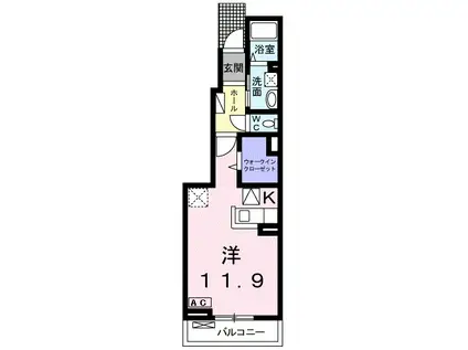 カーサ・カタリナ(ワンルーム/1階)の間取り写真