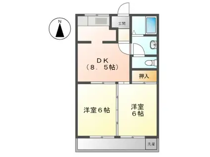 加賀野コーポⅠ(2DK/2階)の間取り写真