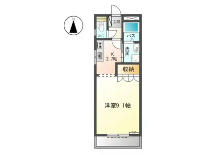 レシェンテⅢ(1K/1階)の間取り写真