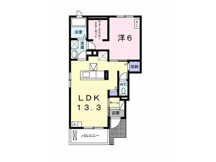 ノーブル グラス Ⅱ(1LDK/1階)の間取り写真