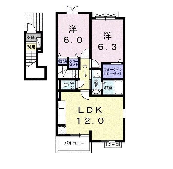 メゾン ラフレⅡ(2LDK/2階)の間取り写真