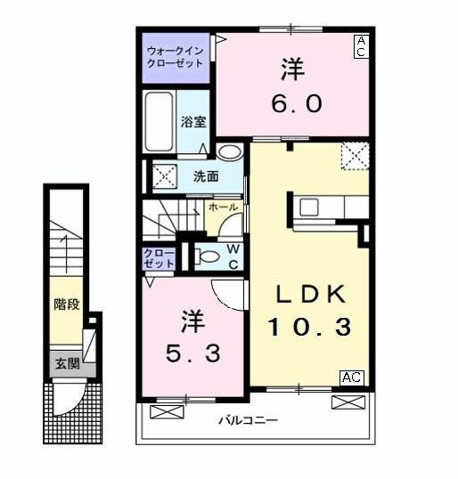 ビッグ フラップⅠ(2LDK/2階)の間取り写真