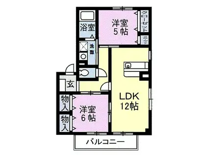 コンフォルターブルB(2LDK/2階)の間取り写真