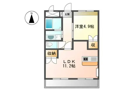 WISTERIA六条 Ⅰ(1LDK/2階)の間取り写真