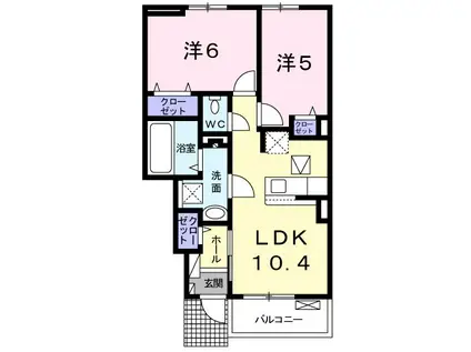 アンジュ ハウス(2LDK/1階)の間取り写真