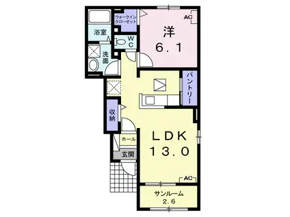 アン・リジェール・イースト(1LDK/1階)の間取り写真