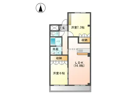 イマージュ(2LDK/1階)の間取り写真