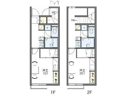 レオパレスかわごえ 弐(1K/1階)の間取り写真