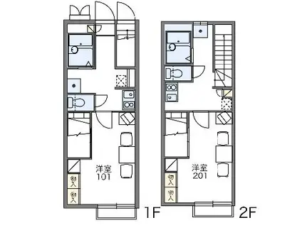レオパレス川島(1K/2階)の間取り写真