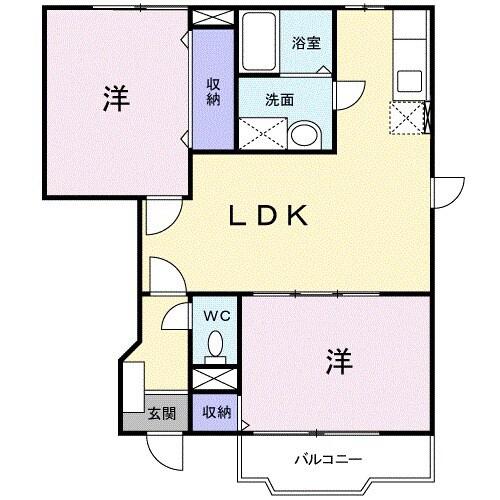 シャト-・ノ-ルⅡ(2LDK/1階)の間取り写真