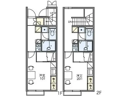 レオパレスゴールドイースト(1K/2階)の間取り写真