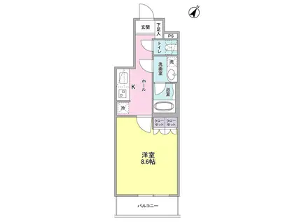 ヴィセオ幡ヶ谷(1K/2階)の間取り写真