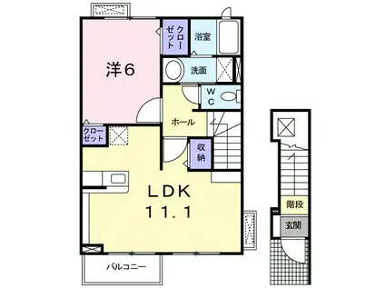 セレノパラッソⅠ(1LDK/2階)の間取り写真