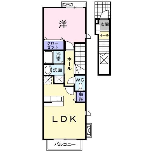 ベッロ ジーリョ Ⅱ(1LDK/2階)の間取り写真