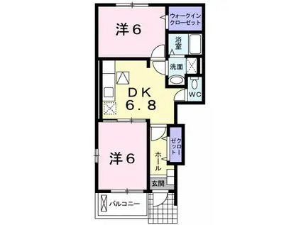グラン・メランジュⅢ(2DK/1階)の間取り写真