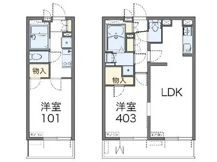 レオパレスラッキー(1K/2階)の間取り写真