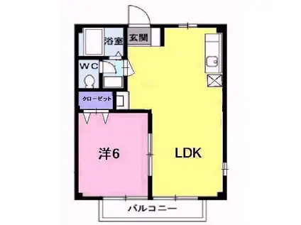 ききょうヒルズ Ⅰ(1LDK/2階)の間取り写真