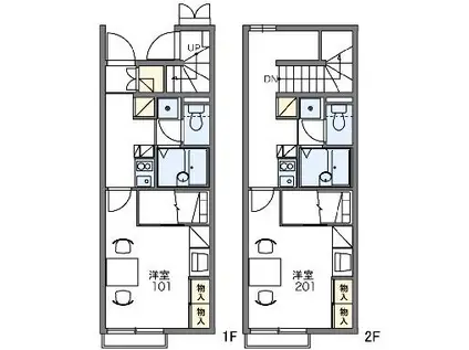レオパレスフローラ松寺(1K/1階)の間取り写真