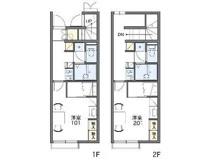 レオパレス悠久(1K/2階)の間取り写真