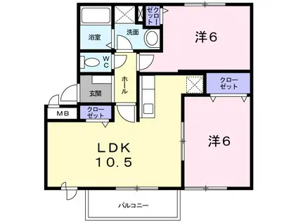 オーシャンロードタウンⅠ(2LDK/1階)の間取り写真