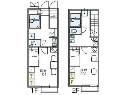 レオパレスサンアクエルド(1K/1階)の間取り写真