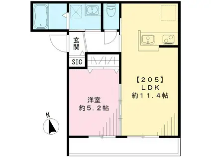 SAKURA TERRACE サクラテラス(1LDK/2階)の間取り写真