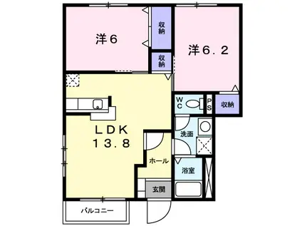 シャトレK(2LDK/1階)の間取り写真