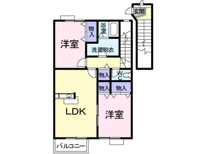メゾンクレールA(2LDK/2階)の間取り写真