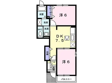 ファシネイションⅡ(2DK/1階)の間取り写真