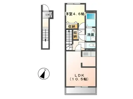 プランドール(1LDK/2階)の間取り写真