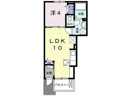 ブリアン Ⅱ(1LDK/1階)の間取り写真