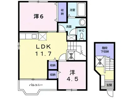 ノーブルハイムⅡ(2LDK/2階)の間取り写真